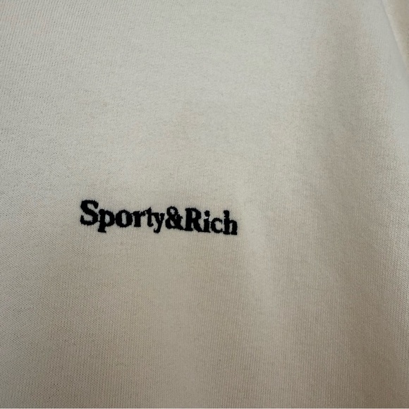 Sporty&Rich Serif Logo Hoodie - Cream - Picture 2 of 5